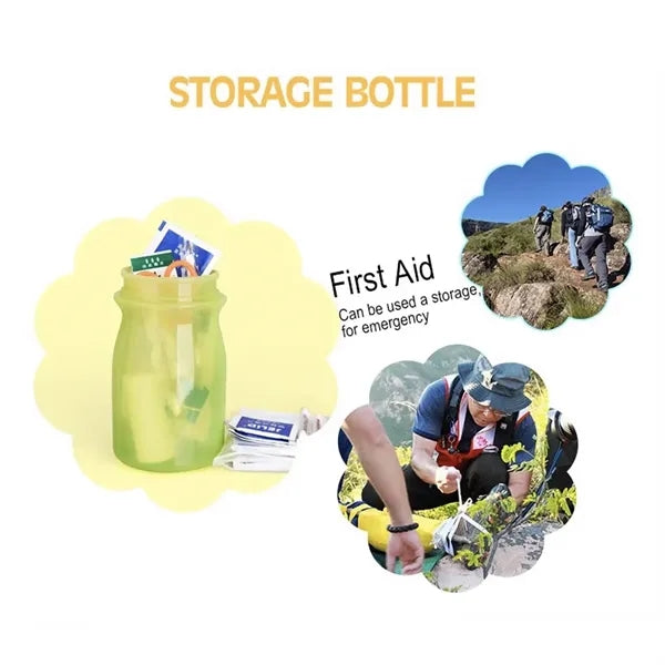 40oz Solar LED Silicone Camping Light Water Bottle
