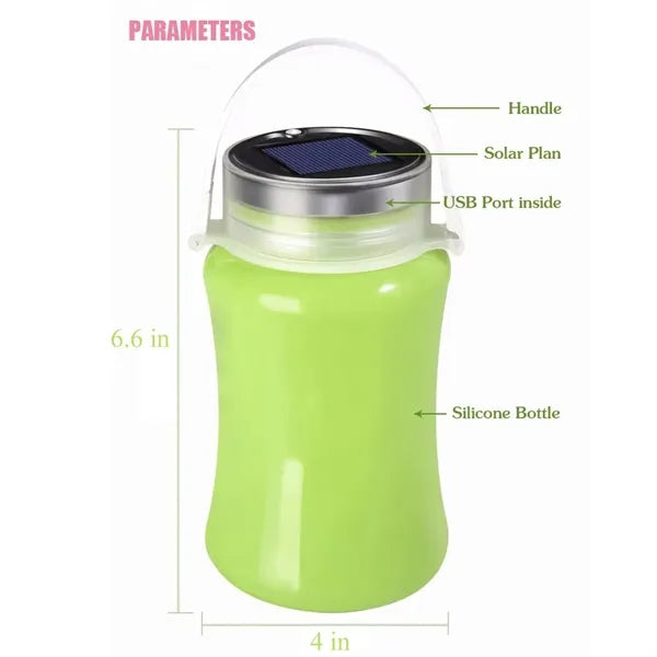 40oz Solar LED Silicone Camping Light Water Bottle