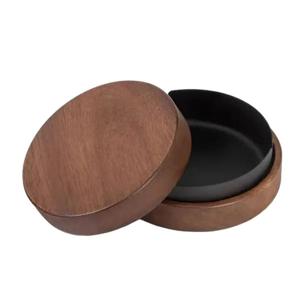 Wooden Round Windproof Ashtray w/ Lid