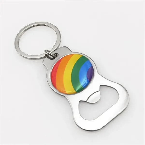 LGBT Rainbow Metal Bottle Opener Keychain