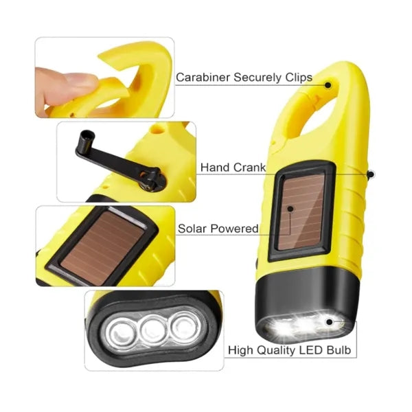 Rechargeable Hand Crank Solar Powered Flashlight