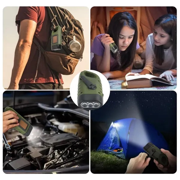 Rechargeable Hand Crank Solar Powered Flashlight
