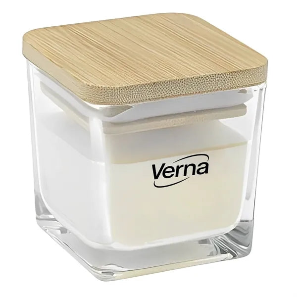 Mini Bamboo Lid Square Soy Wax Scented Candle