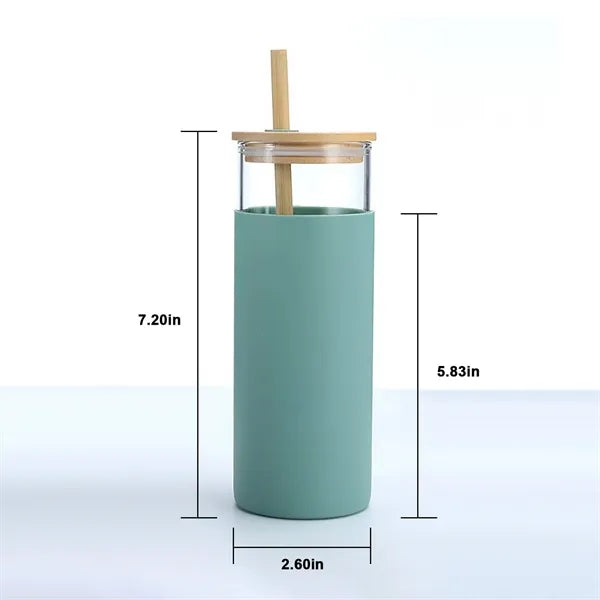 20ounce simple and portable anti-drop glass straw cup