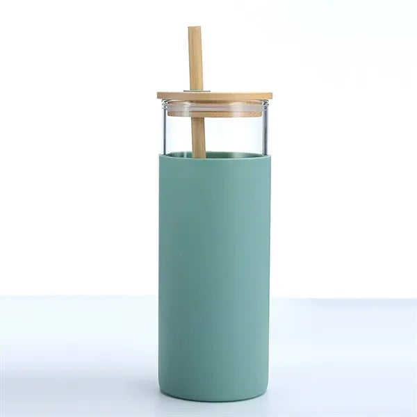 20ounce simple and portable anti-drop glass straw cup