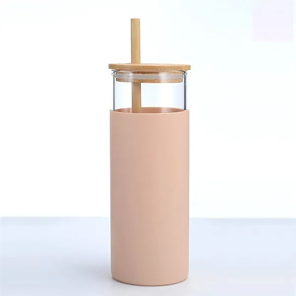 20ounce simple and portable anti-drop glass straw cup
