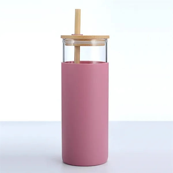 20ounce simple and portable anti-drop glass straw cup