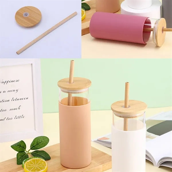 20ounce simple and portable anti-drop glass straw cup