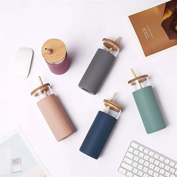 20ounce simple and portable anti-drop glass straw cup