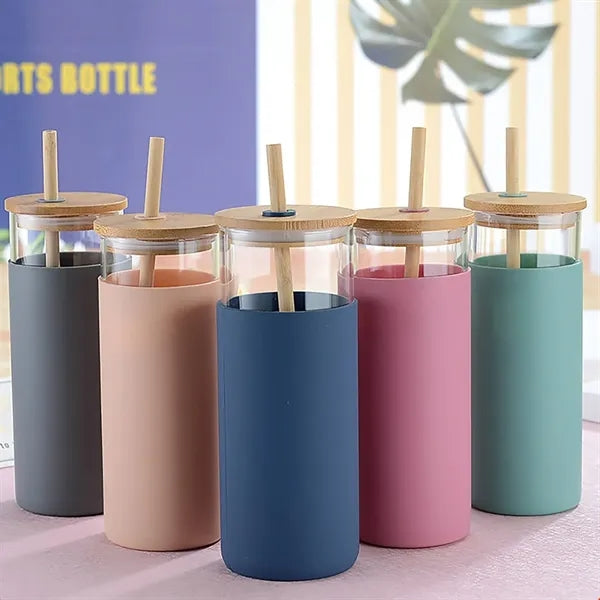 20ounce simple and portable anti-drop glass straw cup