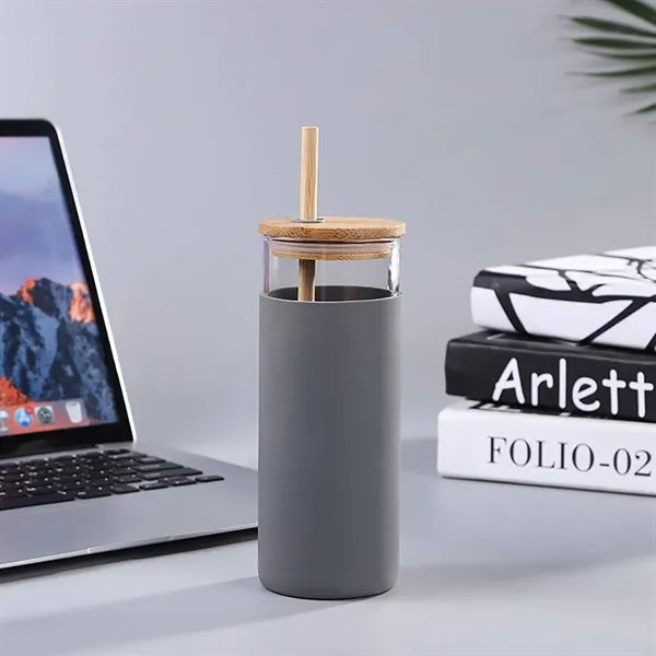 20ounce simple and portable anti-drop glass straw cup
