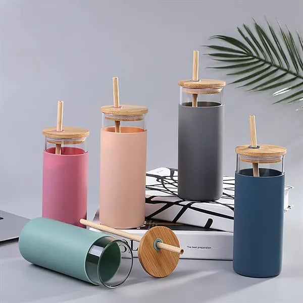 20ounce simple and portable anti-drop glass straw cup
