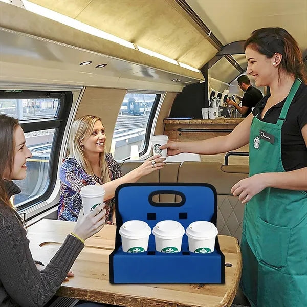 Foldable Portable 6-Slot Polyester Drink Holder