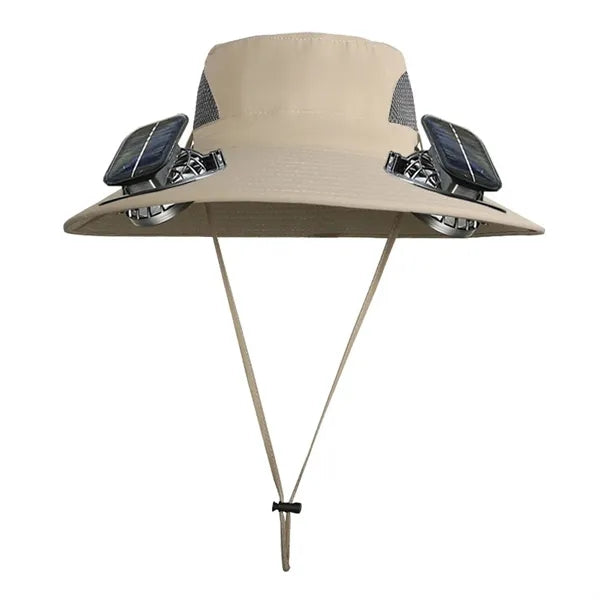 Wide Brim Waterproof Polyester Bucket Hat w/ Fans