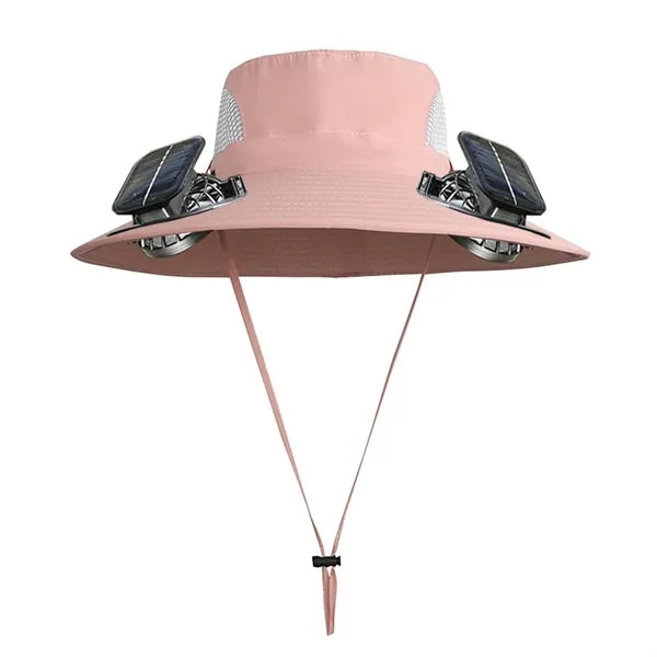 Wide Brim Waterproof Polyester Bucket Hat w/ Fans