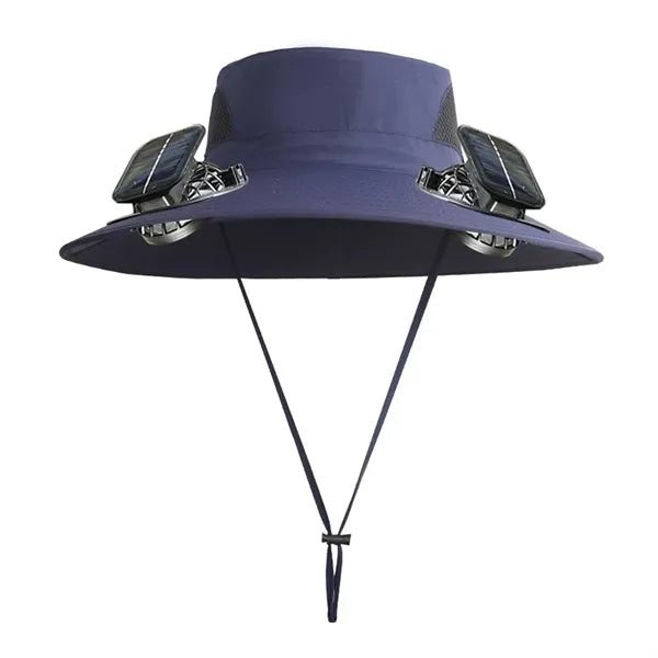 Wide Brim Waterproof Polyester Bucket Hat w/ Fans