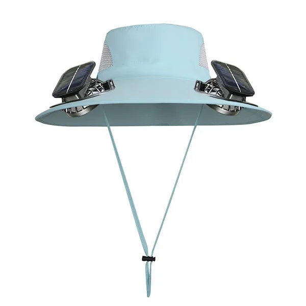Wide Brim Waterproof Polyester Bucket Hat w/ Fans