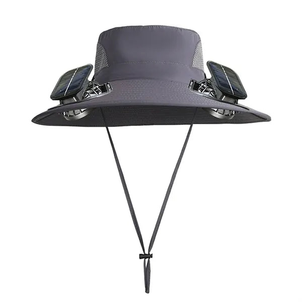 Wide Brim Waterproof Polyester Bucket Hat w/ Fans