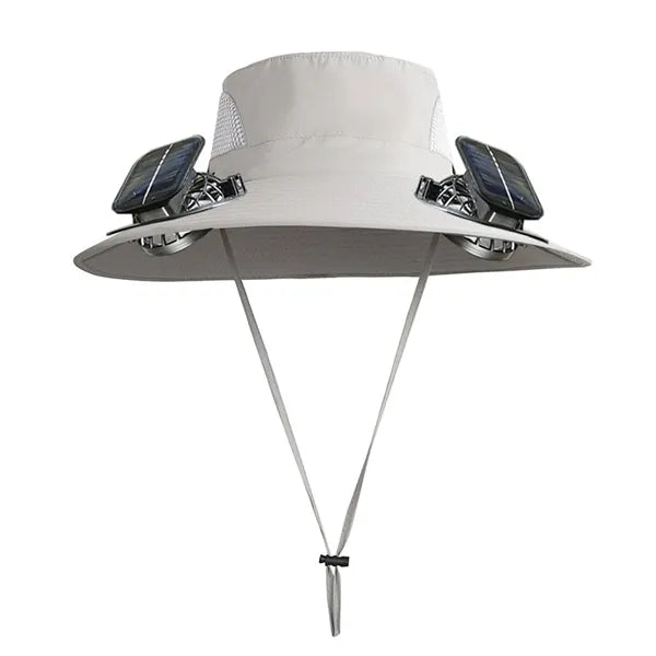 Wide Brim Waterproof Polyester Bucket Hat w/ Fans