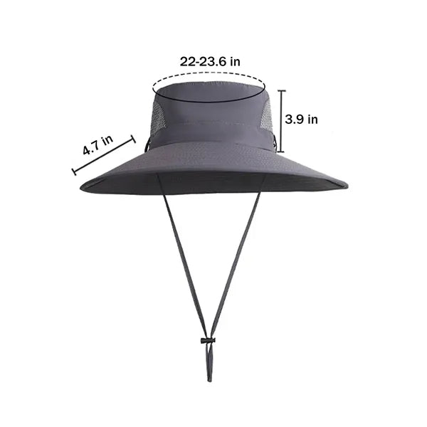 Wide Brim Waterproof Polyester Bucket Hat w/ Fans