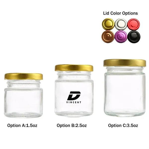 1.5/2.5/3.5oz Mini Clear Glass Storage Jar w/ Lid