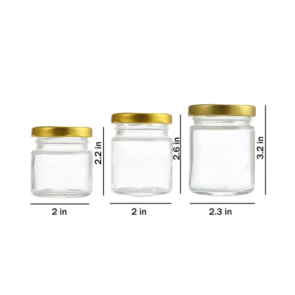 1.5/2.5/3.5oz Mini Clear Glass Storage Jar w/ Lid