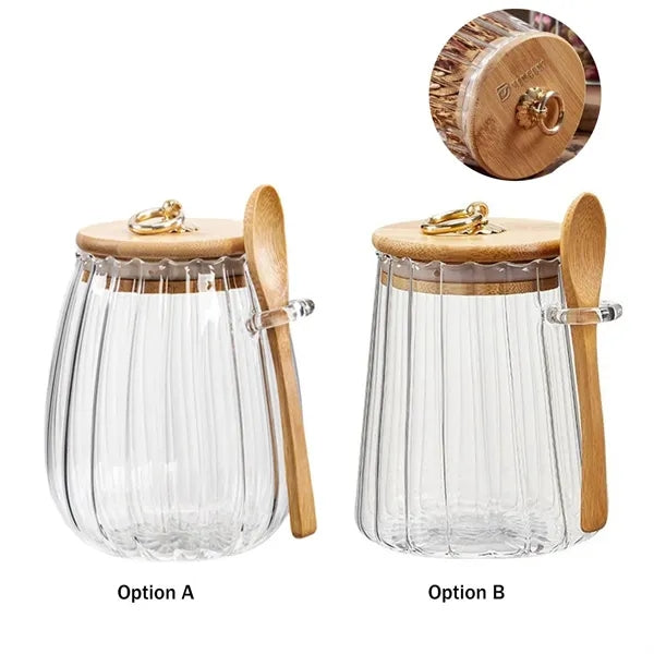 25oz Petal Glass Food Storage Jar w/ Spoon
