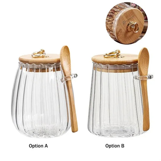 25oz Petal Glass Food Storage Jar w/ Spoon