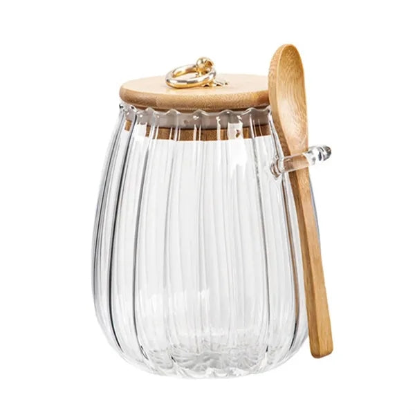 25oz Petal Glass Food Storage Jar w/ Spoon