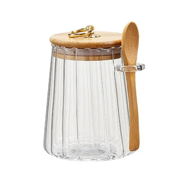25oz Petal Glass Food Storage Jar w/ Spoon