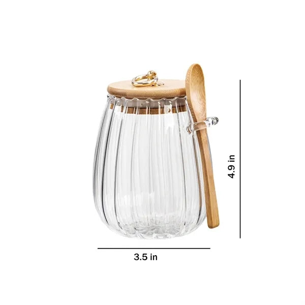 25oz Petal Glass Food Storage Jar w/ Spoon