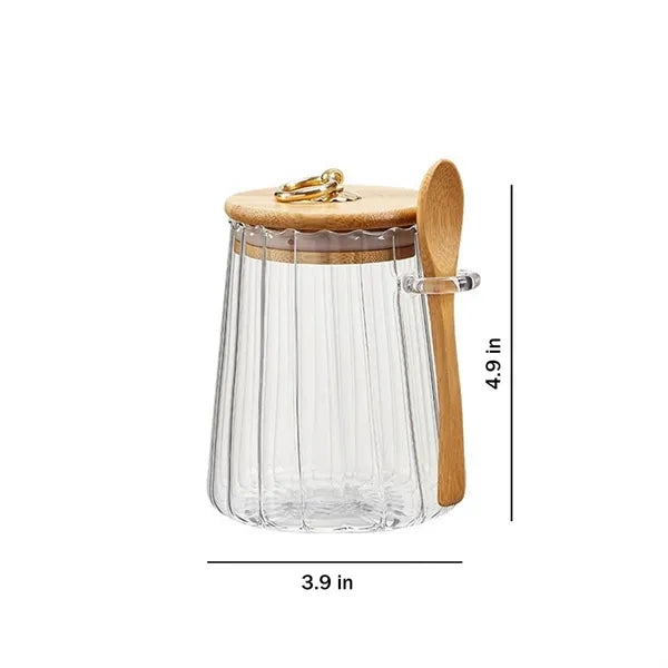 25oz Petal Glass Food Storage Jar w/ Spoon