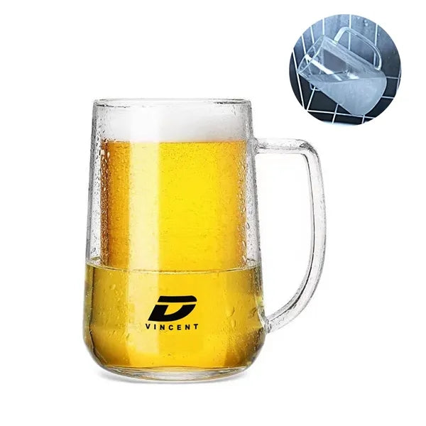 16oz Double Wall Glass Freezer Beer Mug
