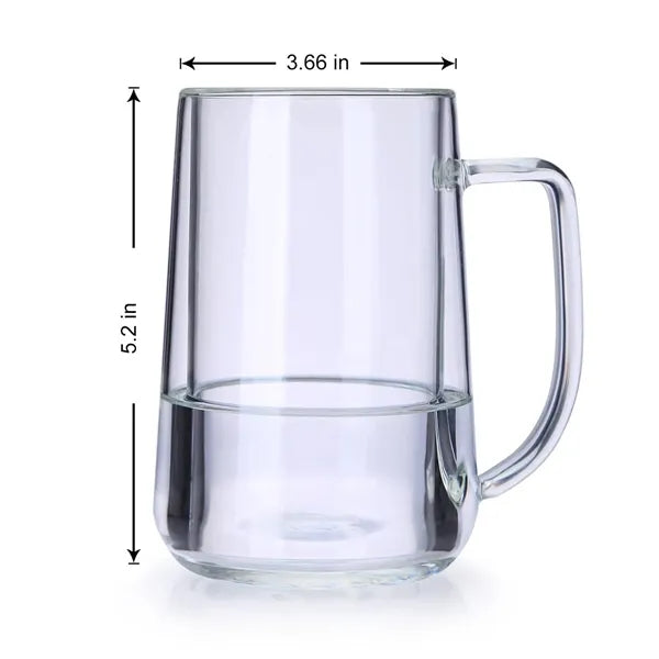 16oz Double Wall Glass Freezer Beer Mug