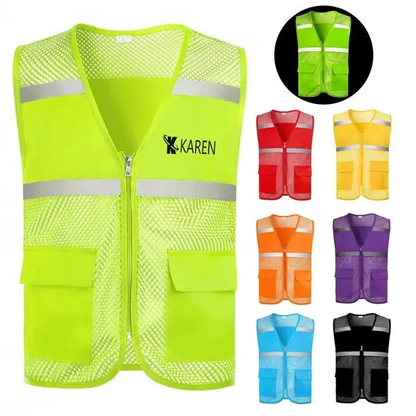 Hi Viz Reflective Polyester Mesh Safety Vest