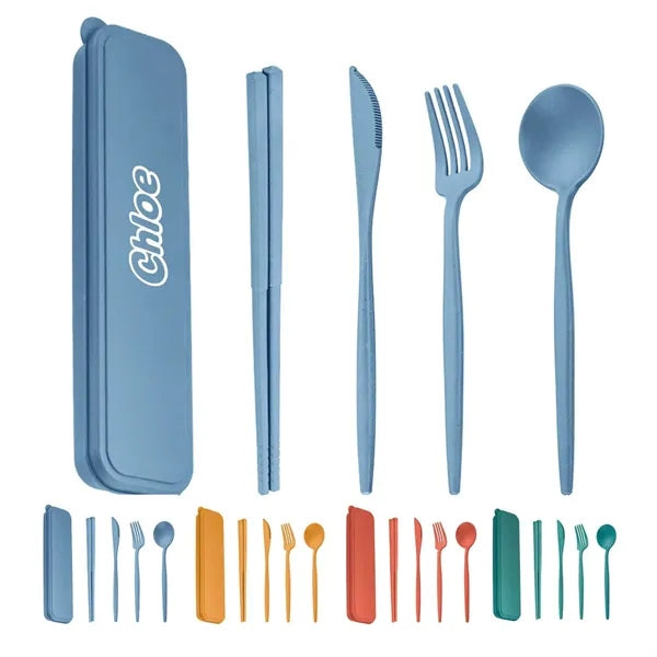 5PCS Eco Friendly Wheat Straw Cutlery Set