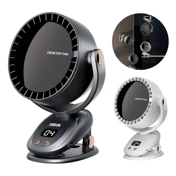 Portable USB Clip On Desk Fan w/ LED Display
