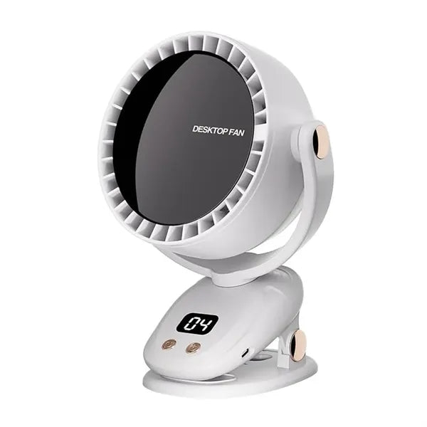 Portable USB Clip On Desk Fan w/ LED Display