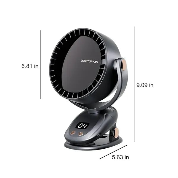 Portable USB Clip On Desk Fan w/ LED Display