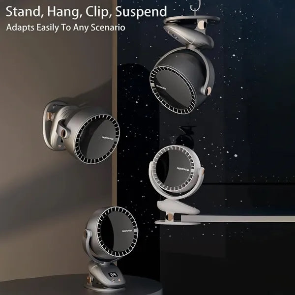 Portable USB Clip On Desk Fan w/ LED Display