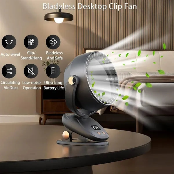 Portable USB Clip On Desk Fan w/ LED Display