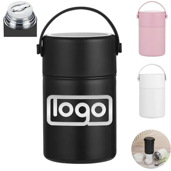 34oz Portable Stainless Steel Thermal Food Jar w/ Spoon