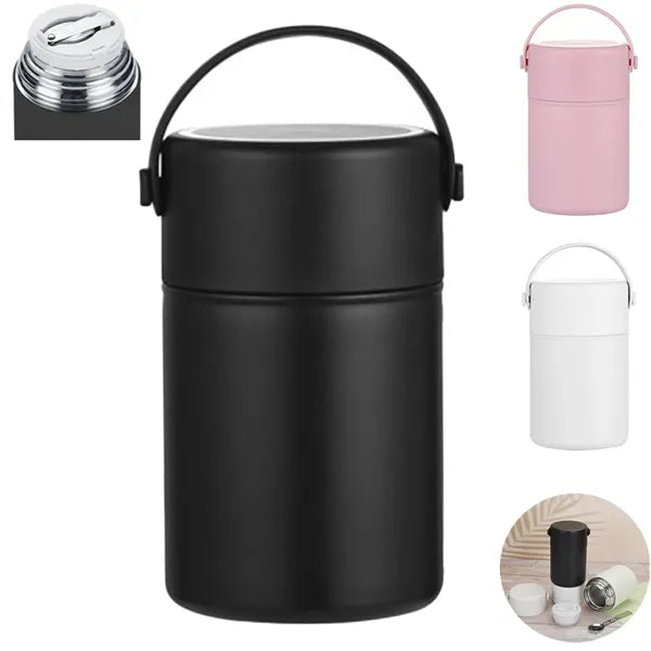 34oz Portable Stainless Steel Thermal Food Jar w/ Spoon