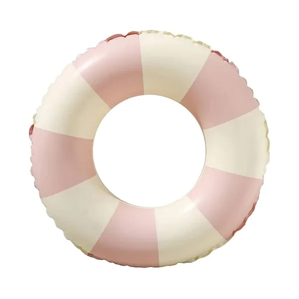 Summer Retro Striped Inflatable Swim Ring w/ Thickened PVC