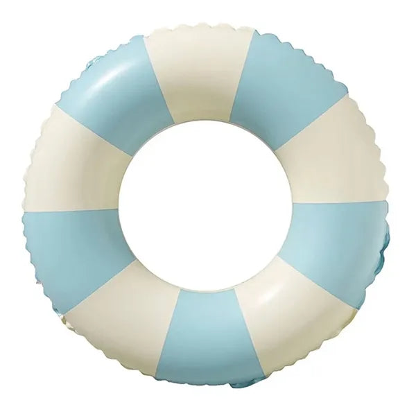 Summer Retro Striped Inflatable Swim Ring w/ Thickened PVC