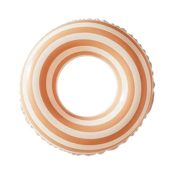 Summer Retro Striped Inflatable Swim Ring w/ Thickened PVC
