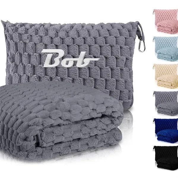 Flannel Storage Foldable Outdoor Airplane Bag Travel Blanket