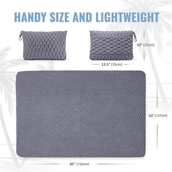 Flannel Storage Foldable Outdoor Airplane Bag Travel Blanket