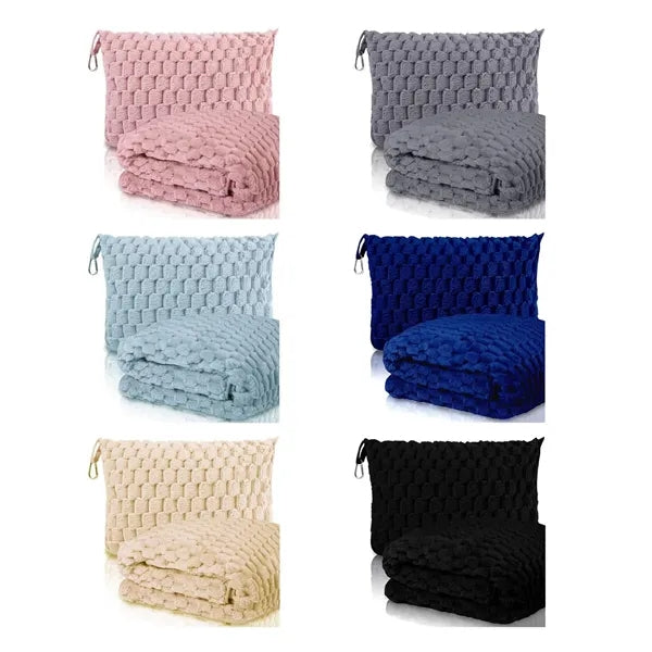 Flannel Storage Foldable Outdoor Airplane Bag Travel Blanket