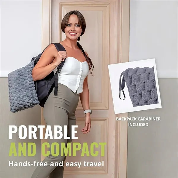 Flannel Storage Foldable Outdoor Airplane Bag Travel Blanket